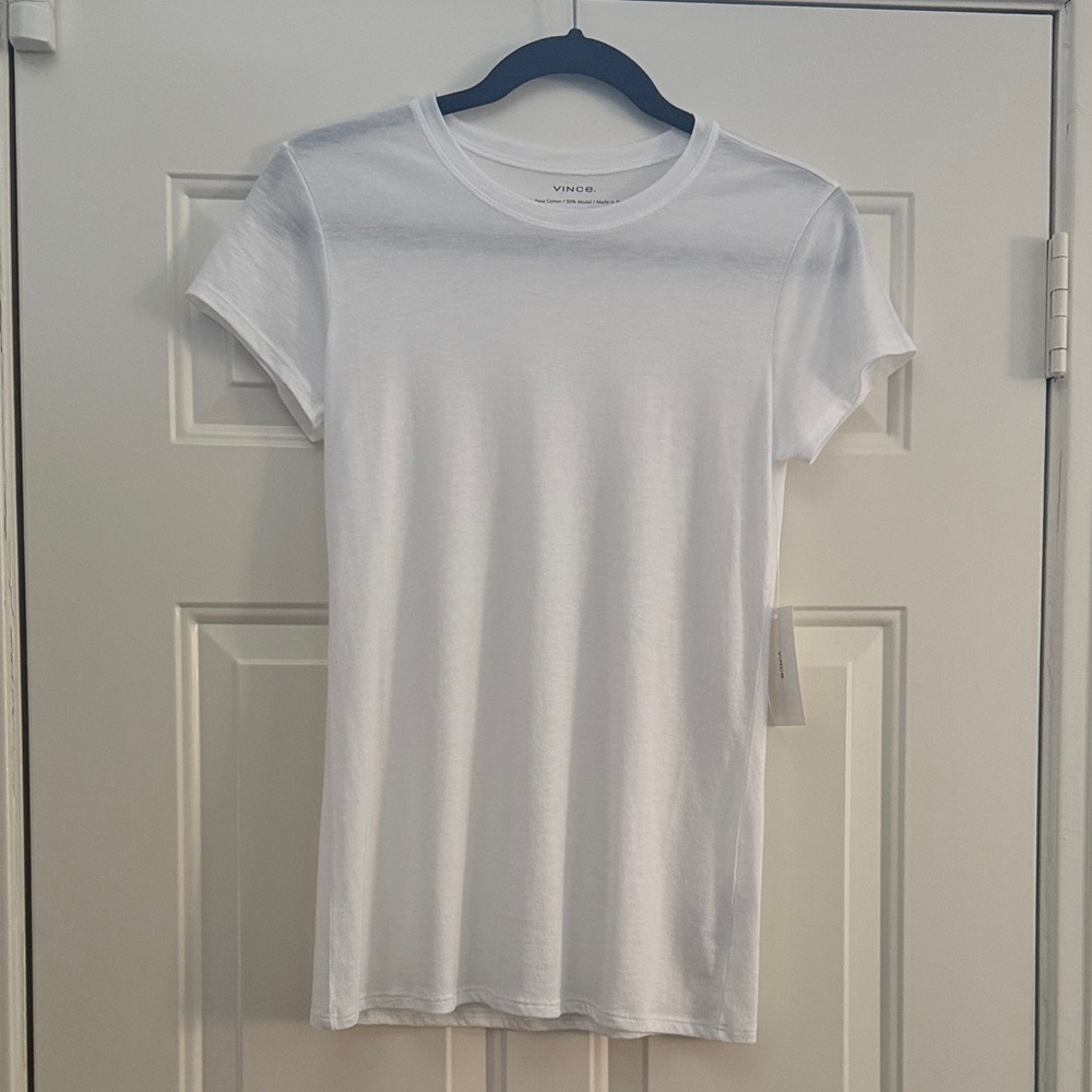 Vince White Short-Sleeve Crewneck Tee